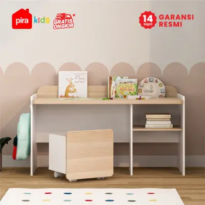 PIRA KIDS - DASAMI DKK100 MEJA BELAJAR ANAK DENGAN RAK BUKU warna PRO OAK - WHITE SM - PIRA KIDS - foto 2