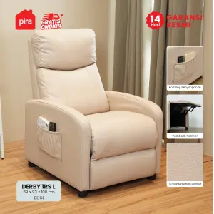 PIRA - DERBY 1 RS L SOFA / SOFA RECLINER / PUSH BACK RECLINER SOFA 1 SEATER warna BEIGE - PIRA - foto 1