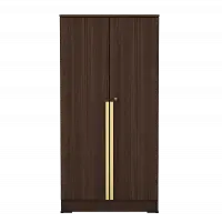 PIRA METROPOLIS - YONA BLS60 LEMARI PAKAIAN MEDIUM 2 PINTU FULL RAK warna AMERICAN WALNUT - GOLD HAIRLINE - PIRA METROPOLIS - foto 5