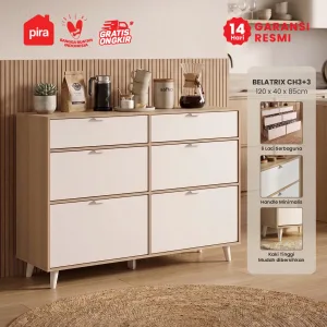 PIRA METROPOLIS - BELATRIX CH3+3 LEMARI LACI / LEMARI SUSUN / DRAWER / LEMARI PENYIMPANAN warna PRO OAK - WHITE - PIRA METROPOLIS OX - foto 1