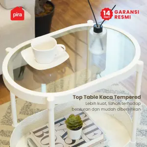 PIRA - ONI OVAL PET SERIES MEJA SAMPING / MEJA NAKAS / MEJA KOPI / MEJA SUDUT / MEJA KECIL DENGAN RODA warna WHITE - PIRA - foto 3