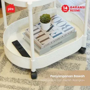 PIRA - ONI OVAL PET SERIES MEJA SAMPING / MEJA NAKAS / MEJA KOPI / MEJA SUDUT / MEJA KECIL DENGAN RODA warna WHITE - PIRA - foto 4