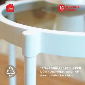 PIRA - ONI OVAL PET SERIES MEJA SAMPING / MEJA NAKAS / MEJA KOPI / MEJA SUDUT / MEJA KECIL DENGAN RODA warna WHITE - PIRA - foto 7