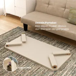PIRA - TABE CT120 MEJA TAMU MEJA MAKAN LIPAT LESEHAN MEJA BELAJAR LIPAT LESEHAN warna LIGHT TAUPE - EURO OAK - PIRA - foto 2