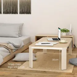PIRA - TABE CT120 MEJA TAMU MEJA MAKAN LIPAT LESEHAN MEJA BELAJAR LIPAT LESEHAN warna LIGHT TAUPE - EURO OAK - PIRA - foto 3