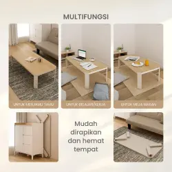 PIRA - TABE CT120 MEJA TAMU MEJA MAKAN LIPAT LESEHAN MEJA BELAJAR LIPAT LESEHAN warna LIGHT TAUPE - EURO OAK - PIRA - foto 4