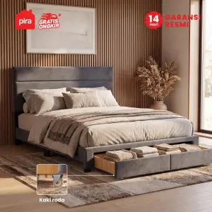 PIRA - PALMA BD180 PLATFORM BED / DIPAN / DIPAN TEMPAT TIDUR / RANJANG KASUR / DIPAN DENGAN LACI PENYIMPANAN warna GREY - PIRA - foto 2