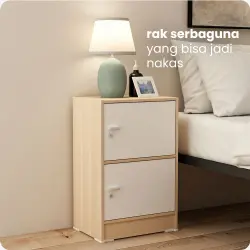 PIRA METROPOLIS OX -  ARUNA RSG2 RAK SERBAGUNA / RAK SUSUN 2 PINTU warna WHITE - PRO OAK - PIRA METROPOLIS OX - foto 2