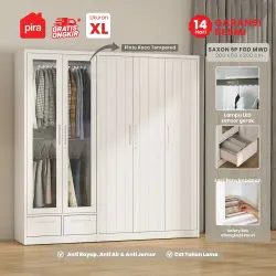 PIRA - SAXON 5P FGD MWD LEMARI PAKAIAN BESI 5 PINTU DENGAN LACI DAN LED warna WHITE - PIRA - foto 1