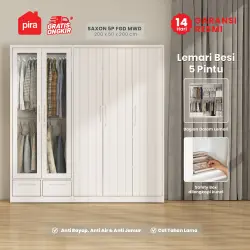 PIRA - SAXON 5P FGD MWD LEMARI PAKAIAN BESI 5 PINTU DENGAN LACI DAN LED warna WHITE - PIRA - foto 2