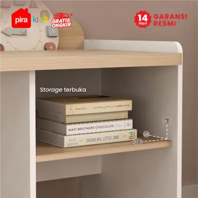 PIRA KIDS - DASAMI DKK100 MEJA BELAJAR ANAK DENGAN RAK BUKU warna PRO OAK - WHITE SM - PIRA KIDS - foto 5