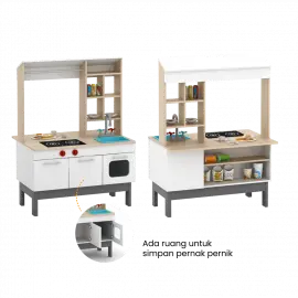 PIRA KIDS - MAGU SHOP PP PRETEND PLAY KANTIN / MARKET BOOTH / GEROBAK WARUNG MAINAN ANAK warna PRO OAK - WHITE SM - PIRA KIDS - foto 6