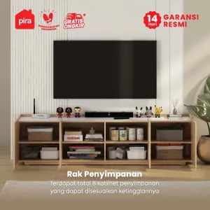 PIRA METROPOLIS OX - ABRAM TV160 LOW MEJA TV / RAK TV / BUFET / KABINET warna PRO OAK - WHITE MARBLE - PIRA METROPOLIS OX - foto 3