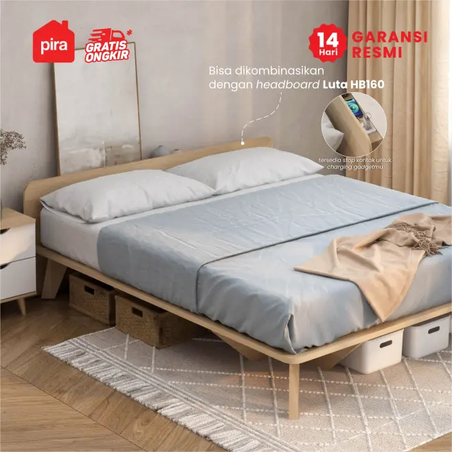 PIRA - HAEDA BD160 DIPAN / DIPAN TEMPAT TIDUR / ALAS KASUR / RANJANG warna PRO OAK - PIRA - foto 4