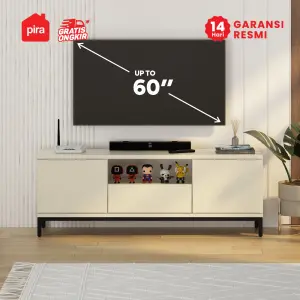 PIRA - PARIS MTV120 MEJA TV / RAK TV BESI warna CREAM - BLACK - PIRA - foto 2