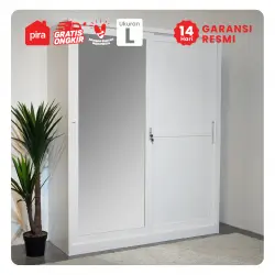 PIRA - SCHON 150A N MWDSL LEMARI PAKAIAN BESI SLIDING / PINTU GESER warna WHITE - PIRA - foto 9