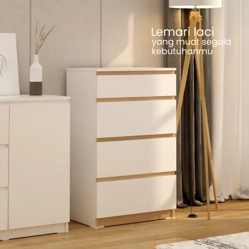 PIRA - LINUS CH4 LEMARI LACI warna WHITE SM - PRO OAK - LINES - PIRA - foto 2