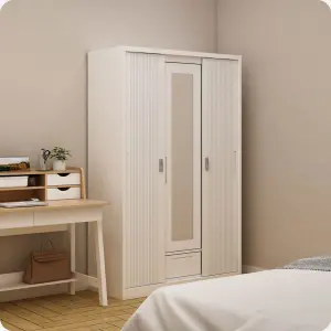PIRA - LINIO 3A SSL MWD LEMARI PAKAIAN BESI 3 PINTU SLIDING / PINTU GESER warna WHITE - PIRA - foto 1