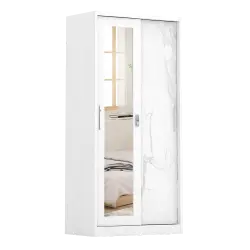 PIRA - CATTA 90 A MWDSL LEMARI PAKAIAN BESI SLIDING / PINTU GESER warna LIGHT MARBLE - WHITE - PIRA - foto 2