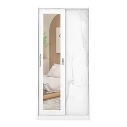 PIRA - CATTA 90 A MWDSL LEMARI PAKAIAN BESI SLIDING / PINTU GESER warna LIGHT MARBLE - WHITE - PIRA - foto 3