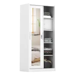 PIRA - CATTA 90 A MWDSL LEMARI PAKAIAN BESI SLIDING / PINTU GESER warna LIGHT MARBLE - WHITE - PIRA - foto 5