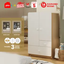 PIRA KIDS - WOODY BL81 CL LEMARI PAKAIAN ANAK 2 PINTU DENGAN GANTUNGAN warna PRO OAK - WHITE MARBLE - PIRA KIDS - foto 1
