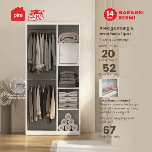 PIRA OX -  RALF 90A MWDSL LEMARI PAKAIAN BESI SLIDING / PINTU GESER warna WHITE - PIRA - foto 3