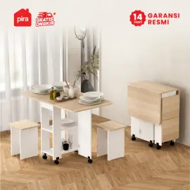 PIRA - ALLISON DT60 MEJA MAKAN SET LIPAT warna WHITE - PRO OAK - PIRA - foto 2