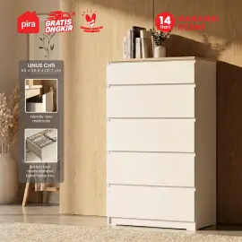 PIRA - LINUS CH5 LEMARI LACI warna WHITE SM - PRO OAK - PIRA - foto 1
