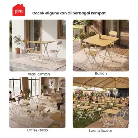 PIRA - COMPACT FT80 MEJA MAKAN / MEJA LIPAT / MEJA TERAS / MEJA CAFE / KURSI MAKAN / KURSI LIPAT / MEJA MAKAN SET KURSI warna LIGHT WOOD - PIRA - foto 4