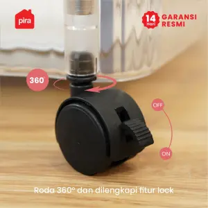 PIRA - YUMI PKT RAK TROLI / RAK PENYIMPANAN / RAK SERBAGUNA / RAK SUSUN / RAK PLASTIK 3/4 SUSUN DENGAN RODA warna CLEAR - PIRA - foto 2