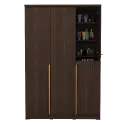PIRA METROPOLIS - YONA WDD 3 LEMARI PAKAIAN 3 PINTU DENGAN KACA RIAS warna AMERICAN WALNUT - GOLD HAIRLINE - PIRA METROPOLIS - foto 6