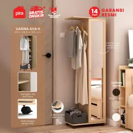 PIRA - VARINA AVA H LEMARI PAKAIAN / GANTUNGAN BAJU warna PRO OAK - PIRA - foto 1