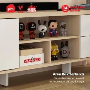 PIRA METROPOLIS OX - ABBA TV120 MEJA TV / RAK TV / LEMARI TV warna PRO OAK - WHITE - PIRA METROPOLIS OX - foto 3