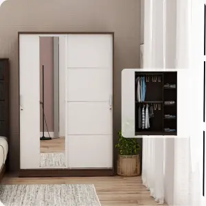 PIRA METROPOLIS - ALBA BAZ SL120LT LEMARI PAKAIAN 2 PINTU GESER warna AMERICAN WALNUT - WHITE - METROPOLIS - foto 2