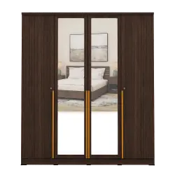 PIRA METROPOLIS - YONA 4P LEMARI PAKAIAN 4 PINTU warna AMERICAN WALNUT - GOLD HAIRLINE - PIRA METROPOLIS - foto 5