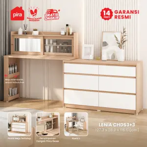 PIRA METROPOLIS -  LENIA CHDS3+3 LEMARI LACI / MEJA RIAS / LEMARI SUSUN DENGAN MEJA RIAS warna PRO OAK - WHITE - PIRA METROPOLIS - foto 1