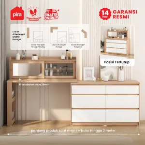 PIRA METROPOLIS -  LENIA CHDS3+3 LEMARI LACI / MEJA RIAS / LEMARI SUSUN DENGAN MEJA RIAS warna PRO OAK - WHITE - PIRA METROPOLIS - foto 2