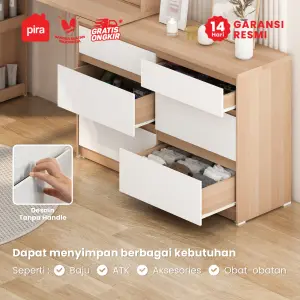 PIRA METROPOLIS -  LENIA CHDS3+3 LEMARI LACI / MEJA RIAS / LEMARI SUSUN DENGAN MEJA RIAS warna PRO OAK - WHITE - PIRA METROPOLIS - foto 6