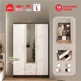 PIRA METROPOLIS OX - ASTA 3PL A LEMARI PAKAIAN 3 PINTU warna AMERICAN WALNUT - WHITE - PIRA METROPOLIS - foto 1