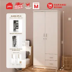 PIRA METROPOLIS - ALANA 2PL A LEMARI PAKAIAN 2 PINTU warna WHITE - PIRA METROPOLIS - foto 1