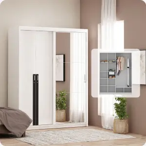 PIRA - IOWA WD164 SSL GL LEMARI PAKAIAN PINTU GESER warna WHITE GL - BLACK GL - PIRA - foto 5