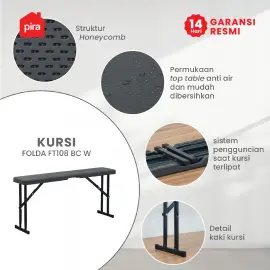 PIRA - FOLDA FD108 BC W SET MEJA LIPAT OUTDOOR / MEJA SERBAGUNA / MEJA PIKNIK / MEJA MAKAN warna DARK GREY - PIRA - foto 3