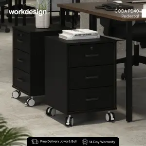 WORKDESIGN CODA PD40 PEDESTAL / LEMARI LACI / LEMARI ARSIP KANTOR warna BLACK OAK - WORKDESIGN - foto 1