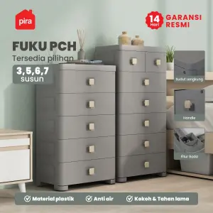 PIRA METROPOLIS - FUKU PCH6 LEMARI LACI / LACI PLASTIK / LEMARI SUSUN PLASTIK / LEMARI BAYI / LEMARI PAKAIAN ANAK warna GREY - PIRA METROPOLIS - foto 2