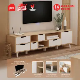 PIRA METROPOLIS OX -  FUJI TV150 MEJA TV / RAK TV MINIMALIS warna PRO OAK - WHITE - PIRA METROPOLIS OX - foto 1