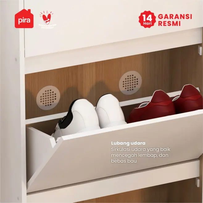 PIRA METROPOLIS OX -  HIRO SR50 RAK SEPATU / LEMARI SEPATU / RAK SEPATU SUSUN TERTUTUP UKURAN 50 CM warna WHITE - PRO OAK - PIRA METROPOLIS OX - foto 5