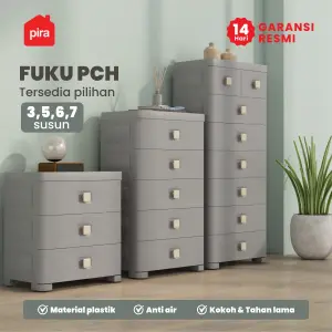 PIRA METROPOLIS - FUKU PCH5 LEMARI LACI / LACI PLASTIK / LEMARI SUSUN PLASTIK / LEMARI BAYI / LEMARI PAKAIAN ANAK warna GREY - PIRA METROPOLIS - foto 2