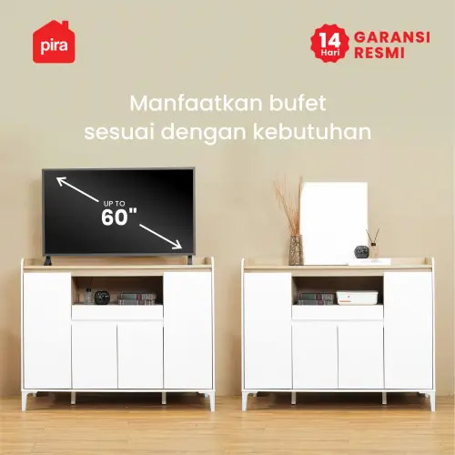 PIRA METROPOLIS OX -  HIRO SB121 BUFET / LEMARI DAPUR / KABINET DAPUR / MEJA TV / SIDEBOARD / RAK SERBAGUNA warna WHITE - PRO OAK - PIRA METROPOLIS OX - foto 8