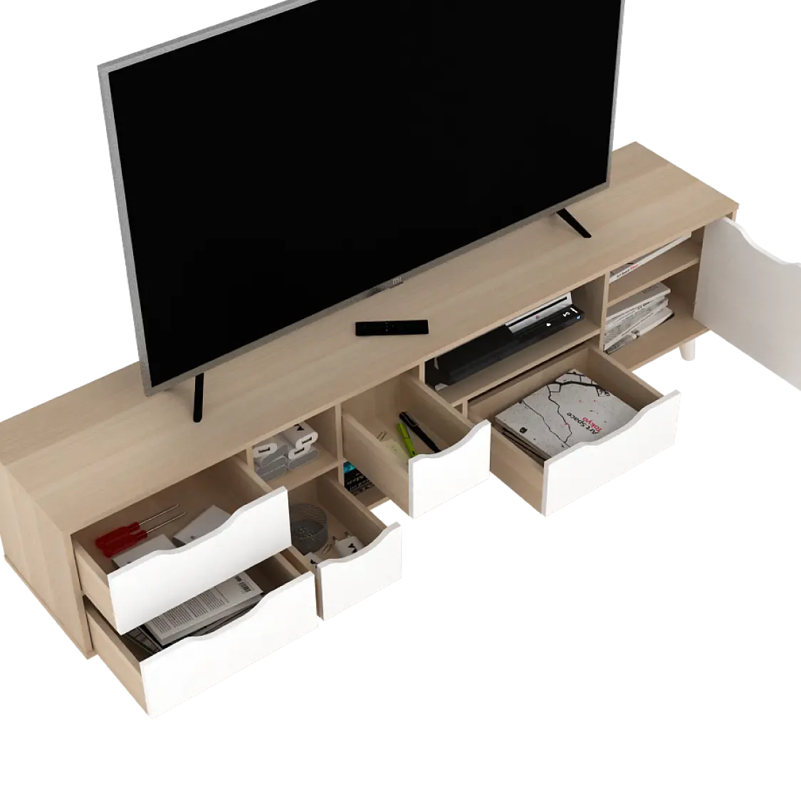 PIRA METROPOLIS OX - FUJI TV150 MEJA TV / RAK TV MINIMALIS warna PRO OAK - WHITE - PIRA METROPOLIS OX - foto 5